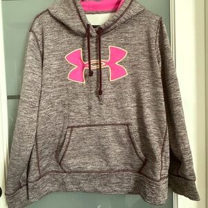 Under Armour Heathered Gray Hoodie with Pink Logo